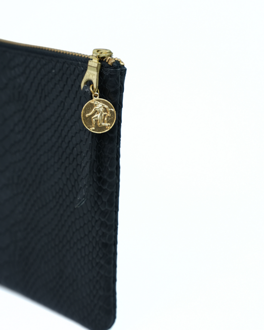 LEATHER POUCH / BLACK CROC