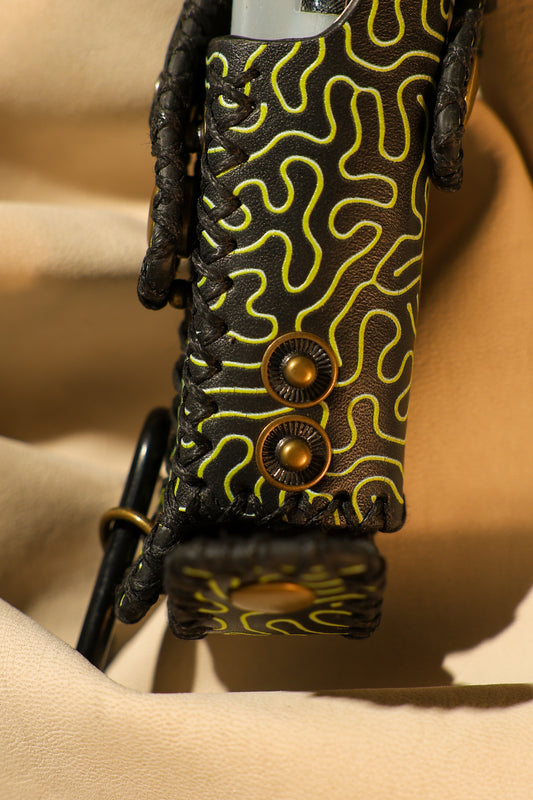 Lighter Holder | Changa Eyes Psychedelic Art | Genuine Leather | Handcrafted | Smoker's Hub 2026 | CoriumSacs®