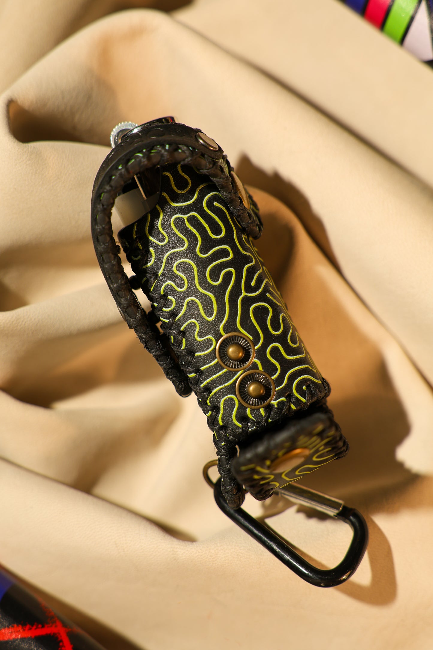 Lighter Holder | Changa Eyes Psychedelic Art | Genuine Leather | Handcrafted | Smoker's Hub 2026 | CoriumSacs®