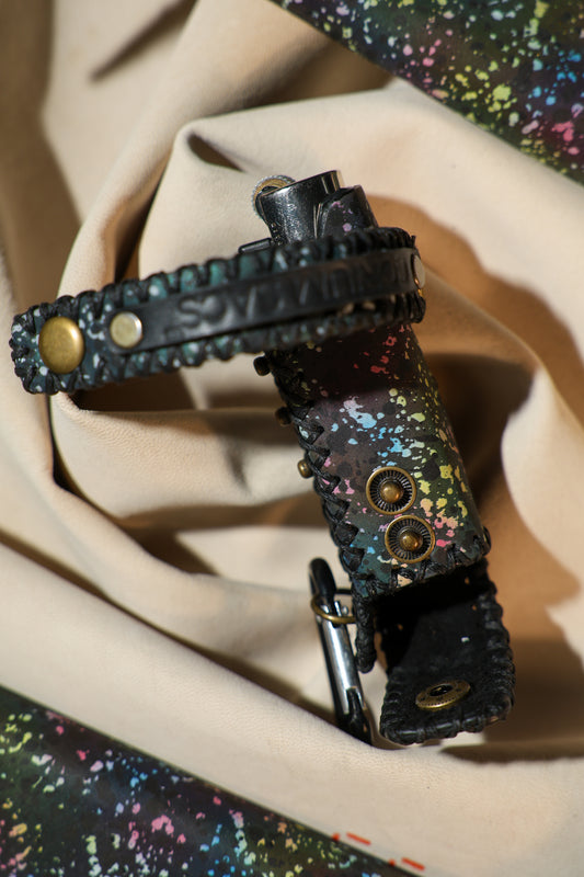 Lighter Holder | Cosmic Radiance Andromeda Cosmic Art | Genuine Leather | Handcrafted | Smoker's Hub 2026 | CoriumSacs®️