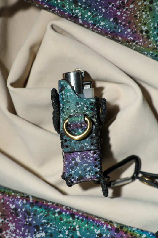 Lighter Holder | Cosmic Radiance Starry Night Art | Genuine Leather | Handcrafted | Smoker's Hub 2026 | CoriumSacs®