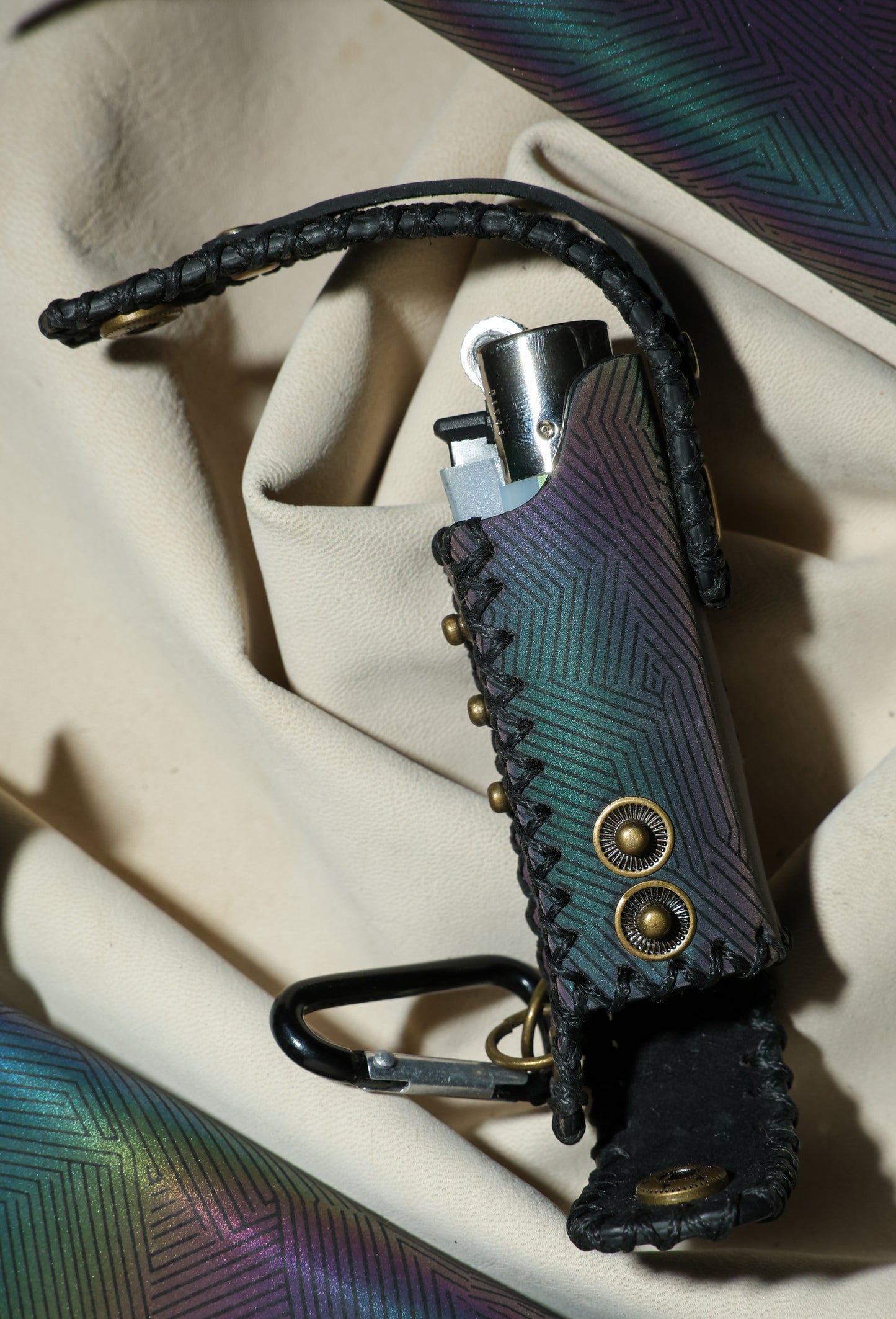 Lighter Holder | Criss Cross Radiance Geometric Art | Genuine Leather | Handcrafted | Smoker's Hub 2026 | CoriumSacs®️