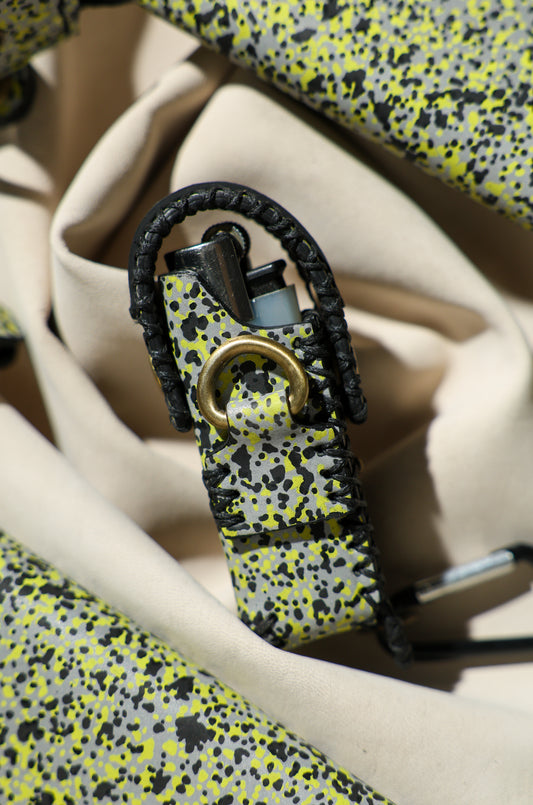 Lighter Holder | Emerald Radiance MK1 Reflective Art | Genuine Leather | Handcrafted | Smoker's Hub 2026 | CoriumSacs®️