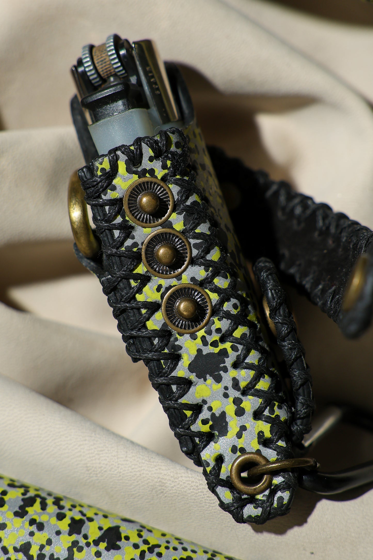 Lighter Holder | Emerald Radiance MK1 Reflective Art | Genuine Leather | Handcrafted | Smoker's Hub 2026 | CoriumSacs®️