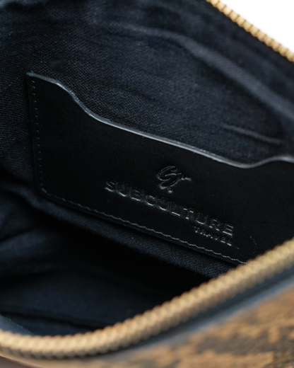 LEATHER POUCH / PYTHON BROWN