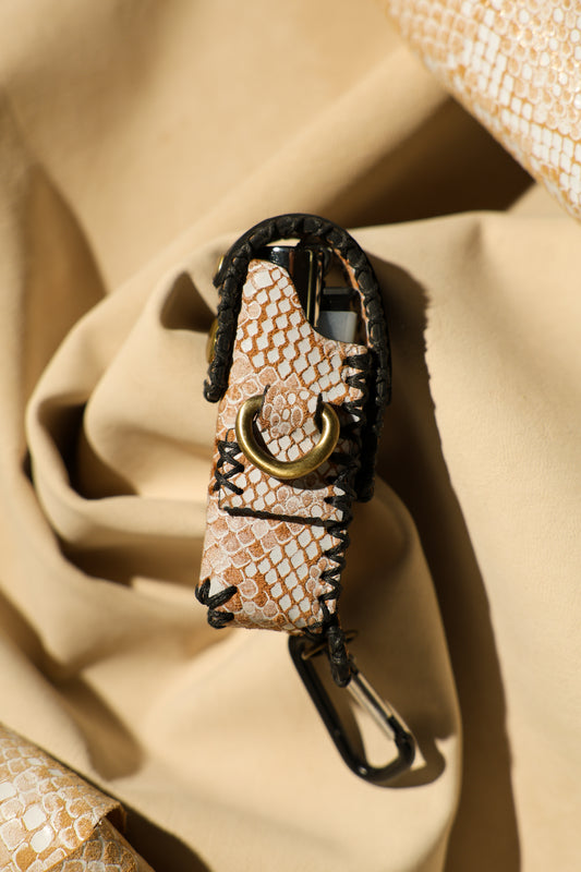 Lighter Holder | Albino Serpent Reptile-Inspired Art | Genuine Leather | Handcrafted | Smoker's Hub 2026 | CoriumSacs®