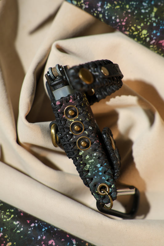 Lighter Holder | Cosmic Radiance Andromeda Cosmic Art | Genuine Leather | Handcrafted | Smoker's Hub 2026 | CoriumSacs®️