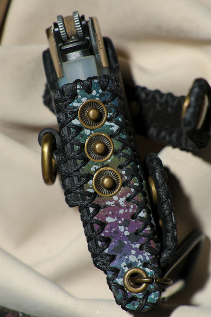 Lighter Holder | Cosmic Radiance Starry Night Art | Genuine Leather | Handcrafted | Smoker's Hub 2026 | CoriumSacs®