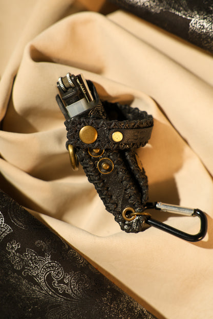 Lighter Holder | Floral Mandala Ornamental Art | Genuine Leather | Handcrafted | Smoker's Hub 2026 | CoriumSacs®️