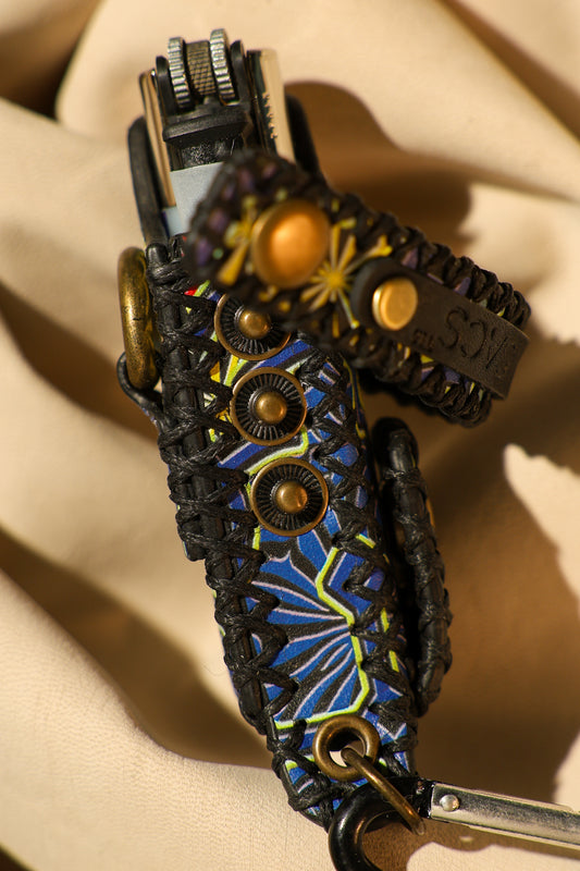 Lighter Holder | Shipibo MK 1 Sacred Geometry Art | Genuine Leather | Handcrafted | Smoker's Hub 2026 | CoriumSacs®
