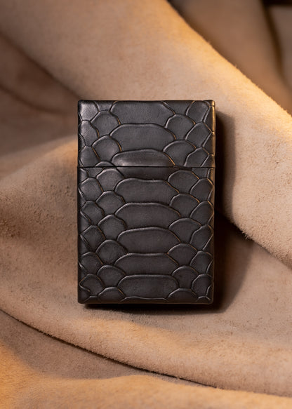 SMOK-PACK Black Croc Magnetic Leather Cigarette Case | Limited Edition | Handcrafted by CoriumSacs®