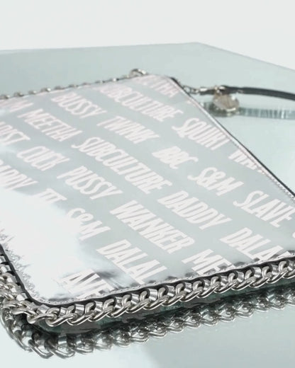 LEATHER POUCH / SILVER MIRROR